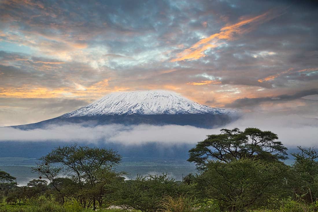 Snow-capped Mt Kilimanjaro sunrise